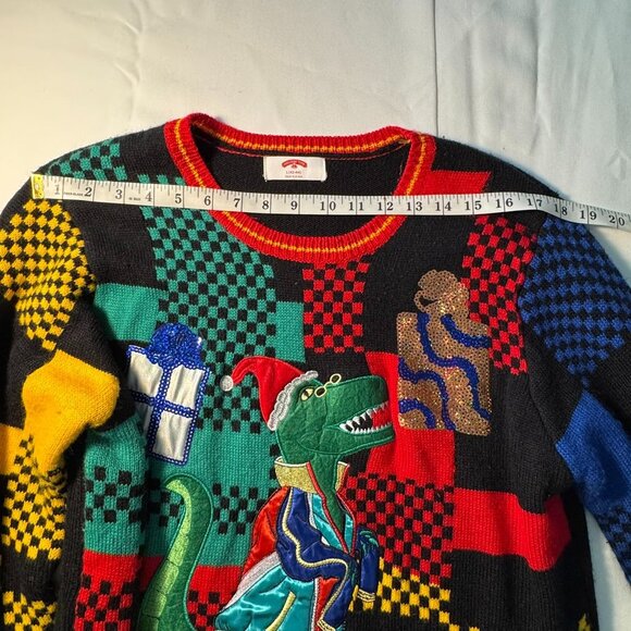 Holiday Time T-REX DINOSAUR UGLY CHRISTMAS SWEATER - Picture 5 of 8